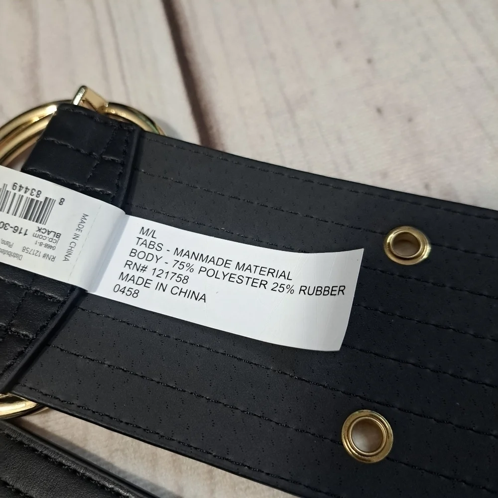 Worthington Gold Grommet Belt Wide, Buckle, Part Elastic Adjust M-L